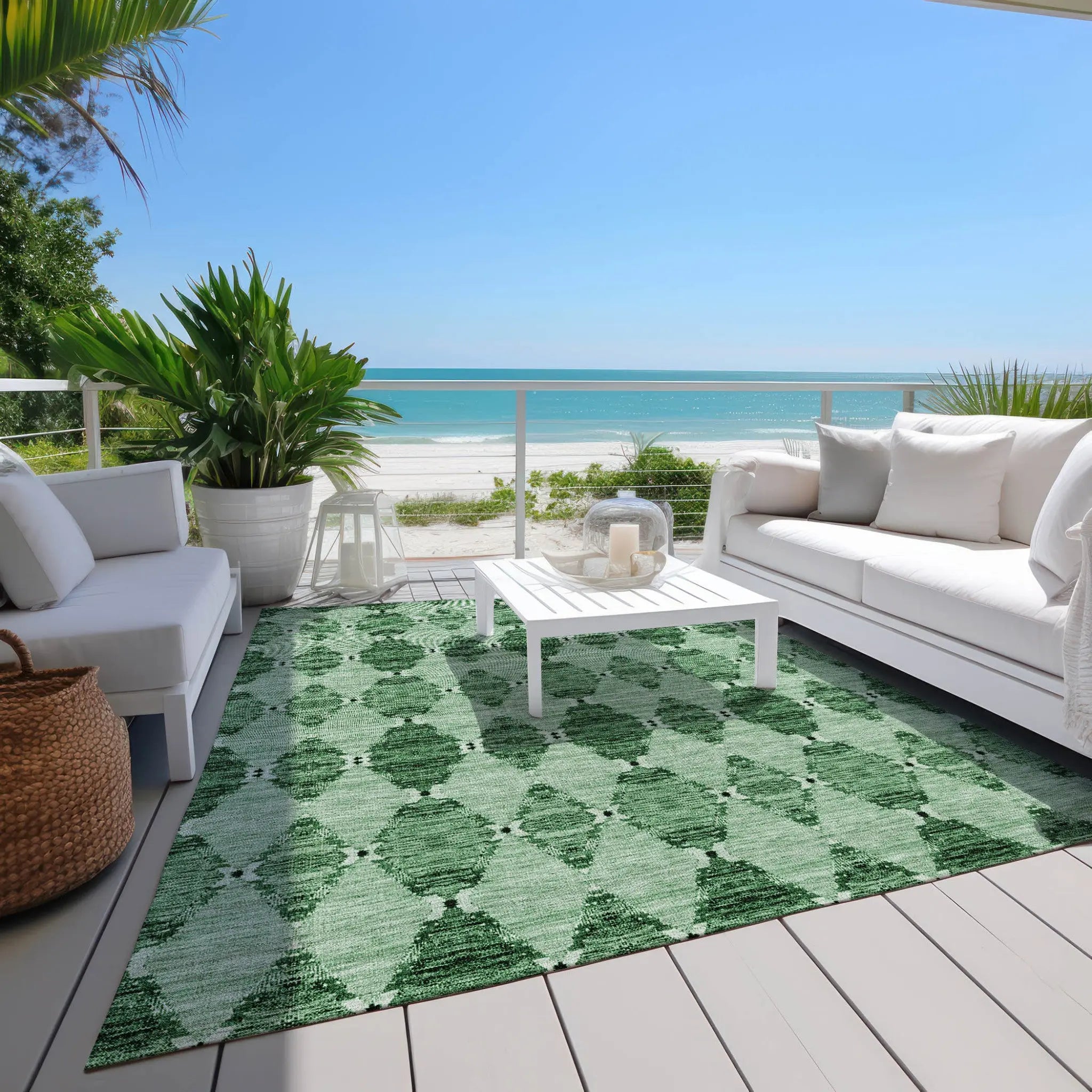 5' X 8' Emerald And Green Moroccan Washable Indoor Outdoor Area Rug Homeroots Outdoor