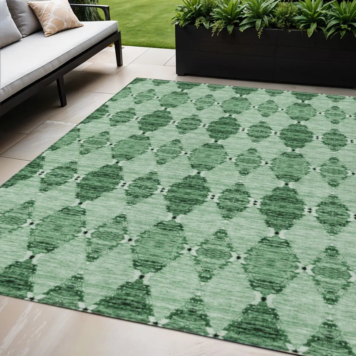 5' X 8' Emerald And Green Moroccan Washable Indoor Outdoor Area Rug Homeroots Outdoor