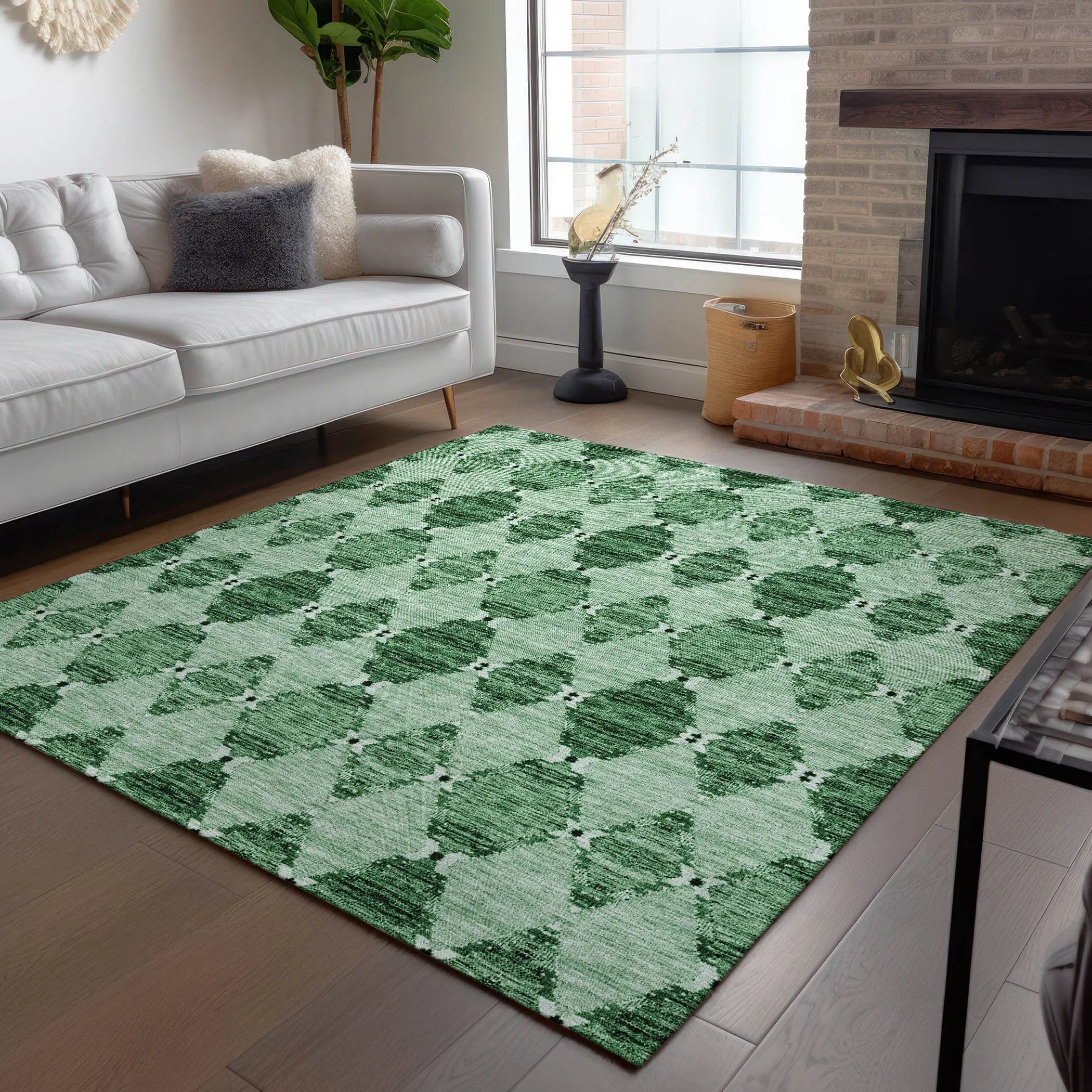 5' X 8' Emerald And Green Moroccan Washable Indoor Outdoor Area Rug Homeroots Outdoor