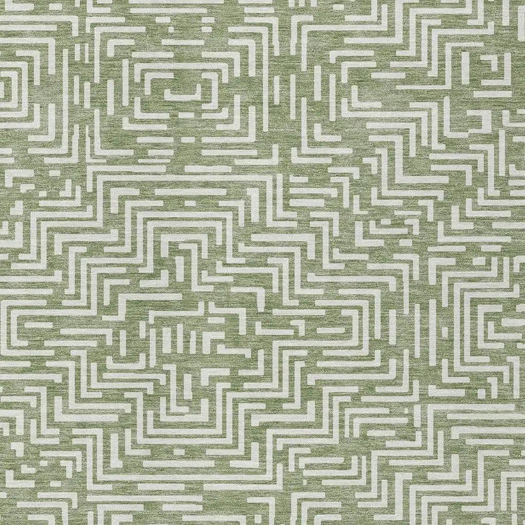 5' X 8' Fern Green And Copper Geometric Washable Indoor Outdoor Area Rug Homeroots Outdoor