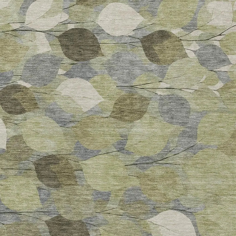 5' X 8' Fern Green And Green Floral Washable Indoor Outdoor Area Rug Homeroots Outdoor