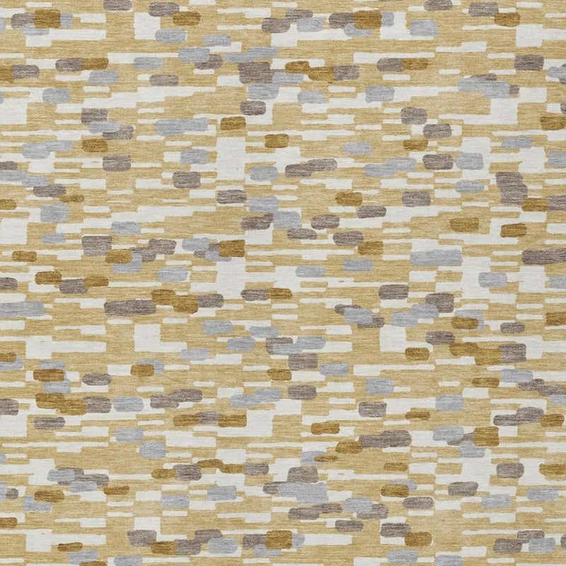 5' X 8' Gold And Beige Geometric Washable Indoor Outdoor Area Rug Homeroots Outdoor