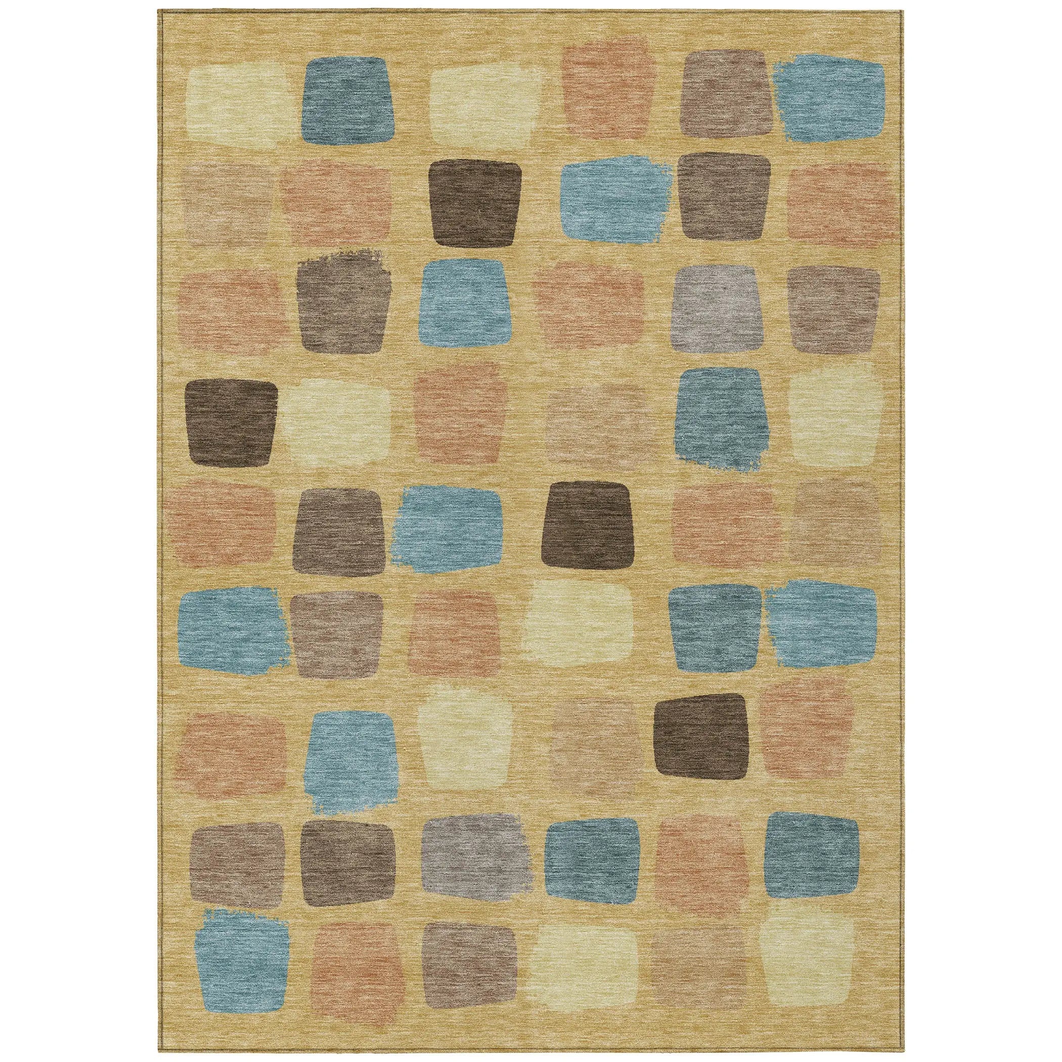 5' X 8' Gold And Copper Geometric Washable Indoor Outdoor Area Rug Homeroots Outdoor