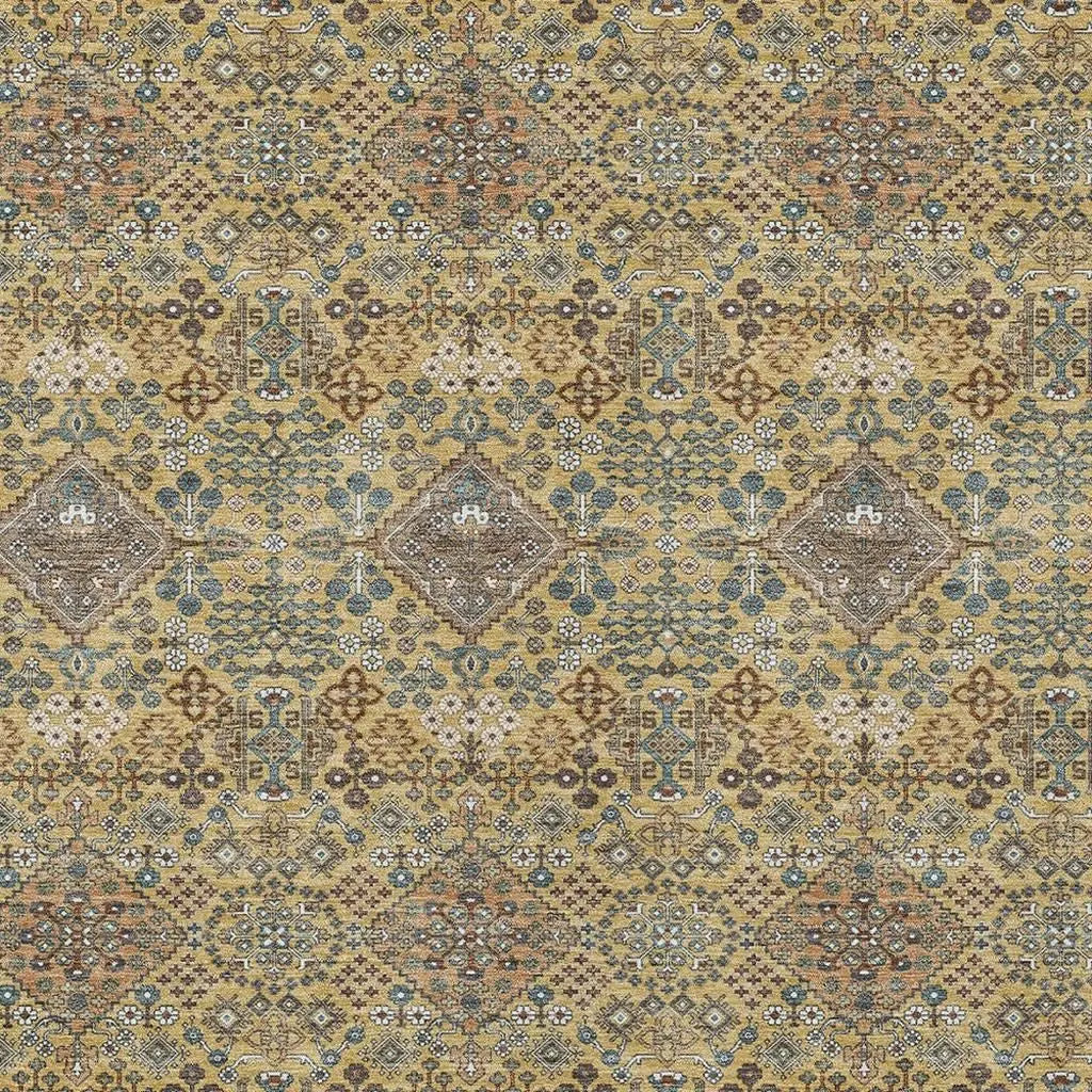 5' X 8' Gold And Copper Geometric Washable Indoor Outdoor Area Rug Homeroots Outdoor
