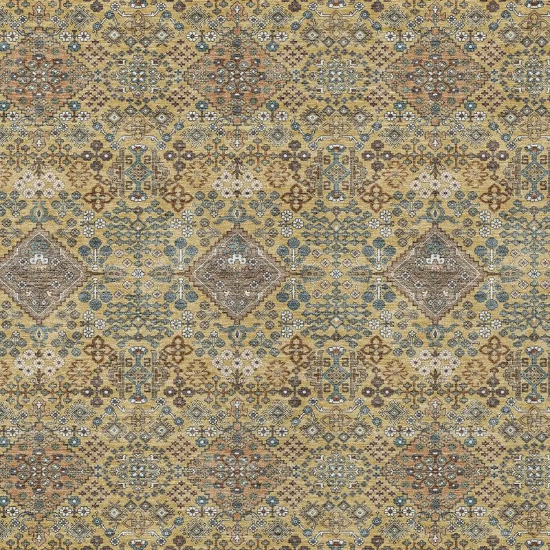 5' X 8' Gold And Copper Geometric Washable Indoor Outdoor Area Rug Homeroots Outdoor