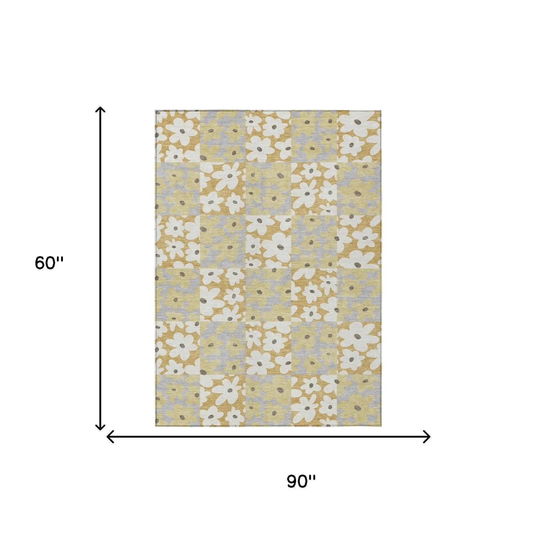 5' X 8' Gold And Ivory Floral Washable Indoor Outdoor Area Rug Homeroots Outdoor