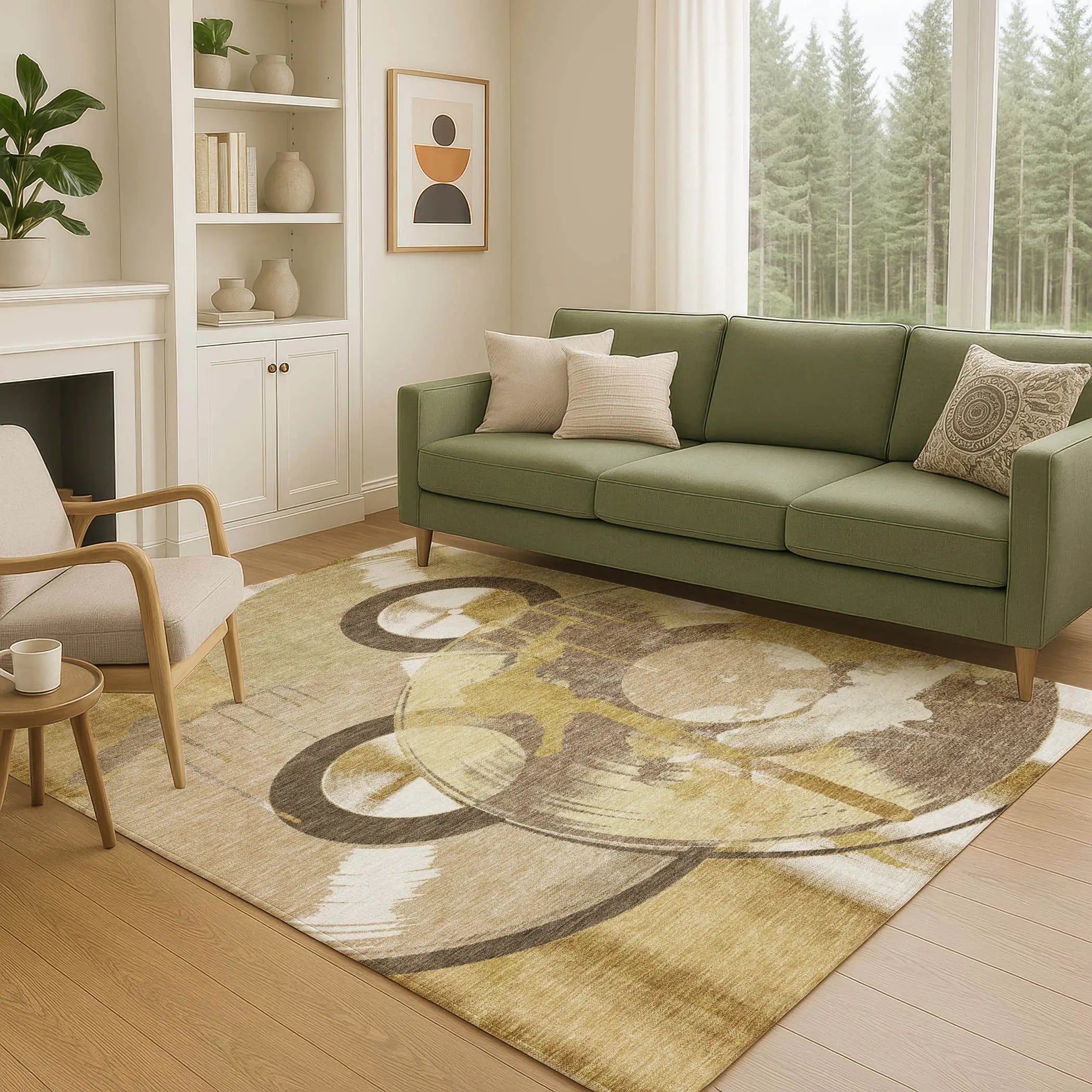 5' X 8' Gold And Saffron Geometric Washable Indoor Outdoor Area Rug Homeroots Outdoor