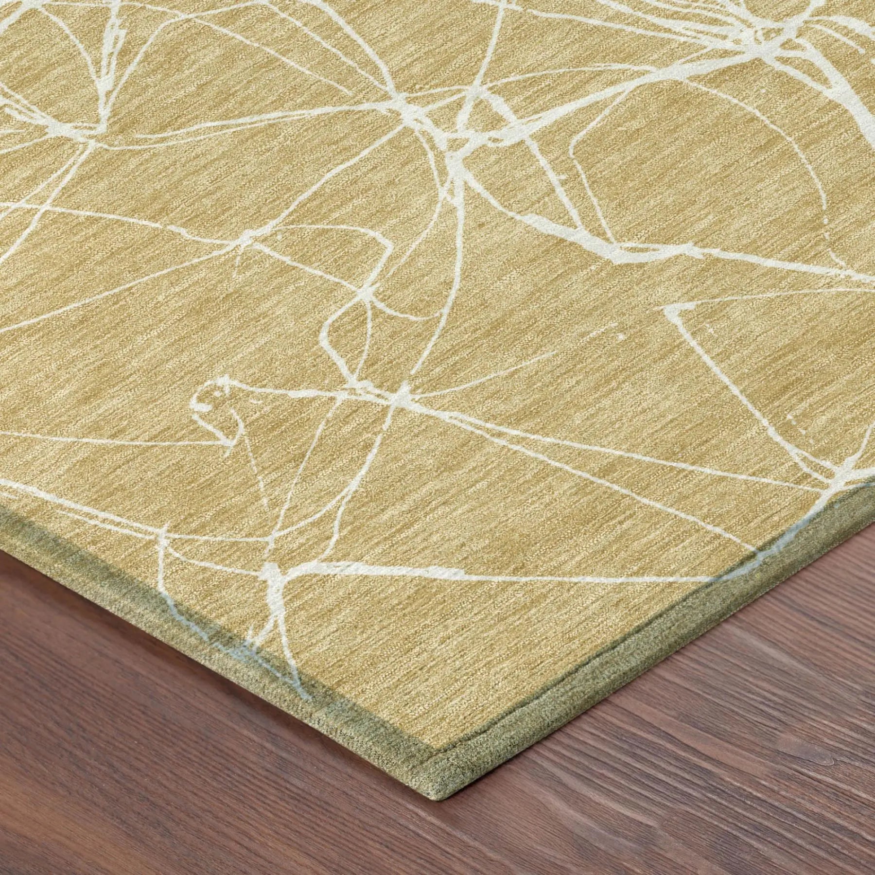 5' X 8' Gold And Wheat Abstract Washable Indoor Outdoor Area Rug Homeroots Outdoor