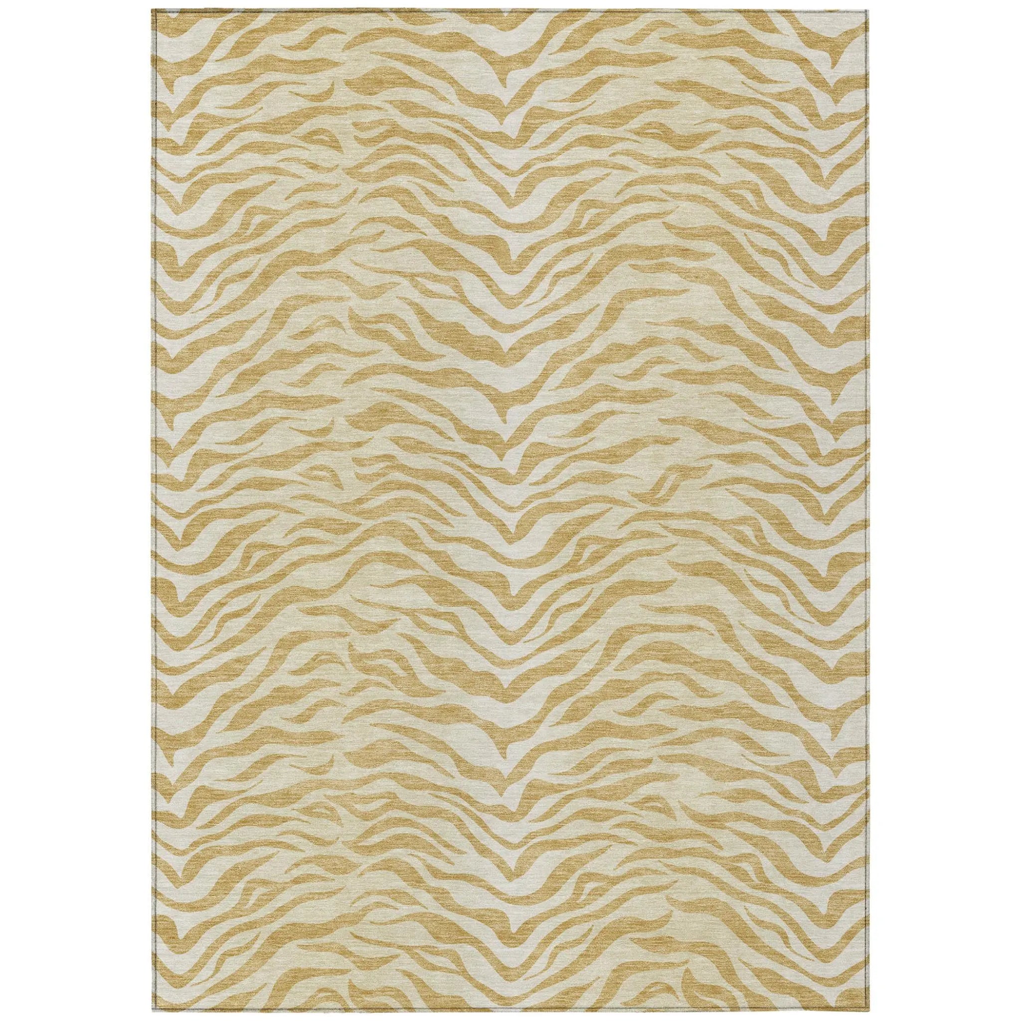 5' X 8' Gold And Wheat Animal Print Washable Indoor Outdoor Area Rug Homeroots Outdoor