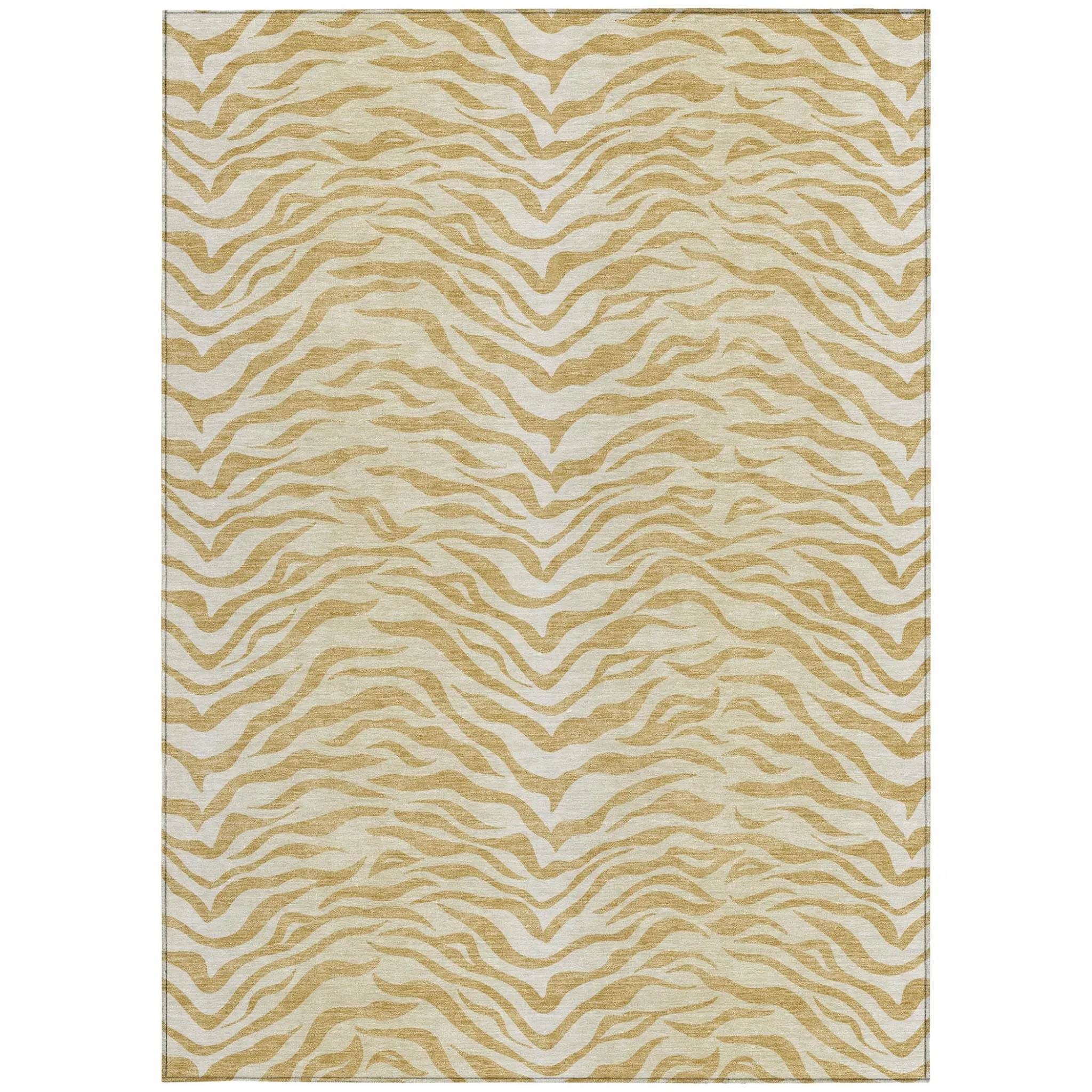 5' X 8' Gold And Wheat Animal Print Washable Indoor Outdoor Area Rug Homeroots Outdoor