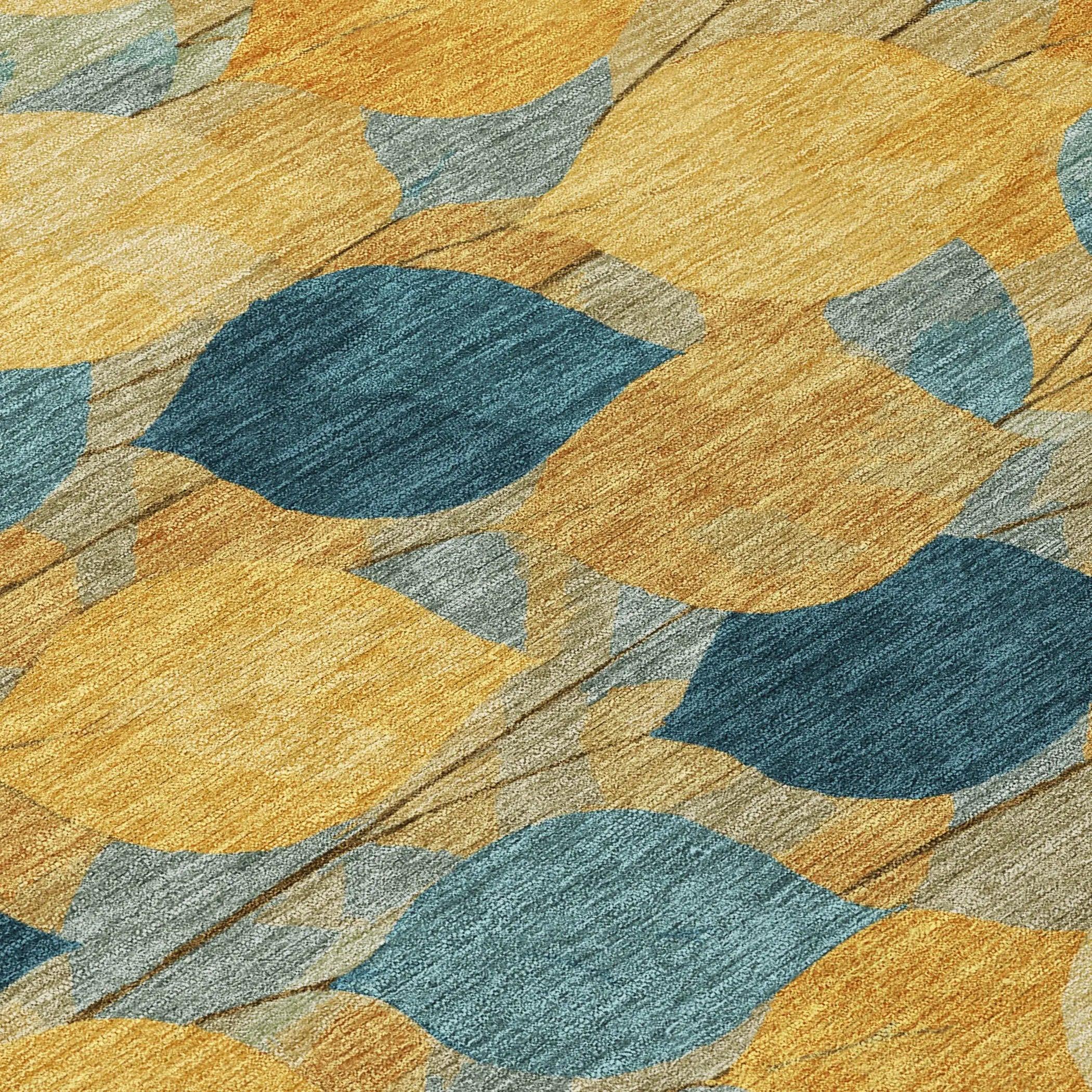 5' X 8' Gold And Wheat Floral Washable Indoor Outdoor Area Rug Homeroots Outdoor