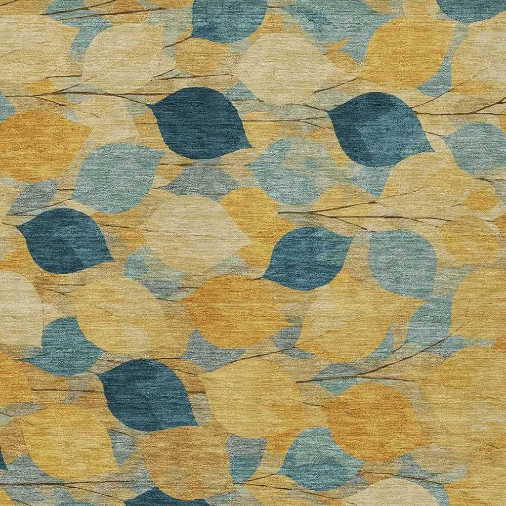 5' X 8' Gold And Wheat Floral Washable Indoor Outdoor Area Rug Homeroots Outdoor