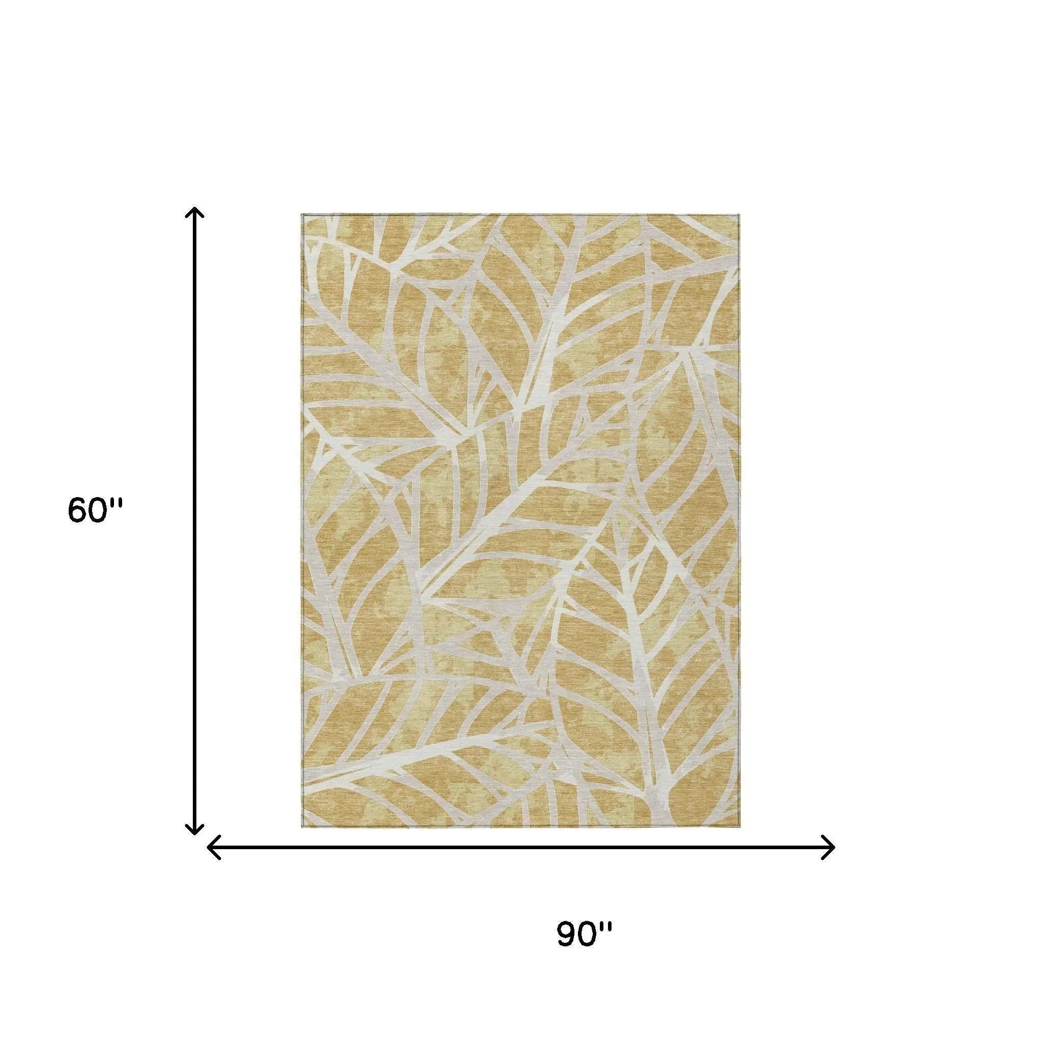 5' X 8' Gold And Wheat Floral Washable Indoor Outdoor Area Rug Homeroots Outdoor