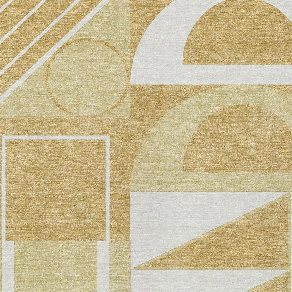 5' X 8' Gold And Wheat Geometric Washable Indoor Outdoor Area Rug Homeroots Outdoor