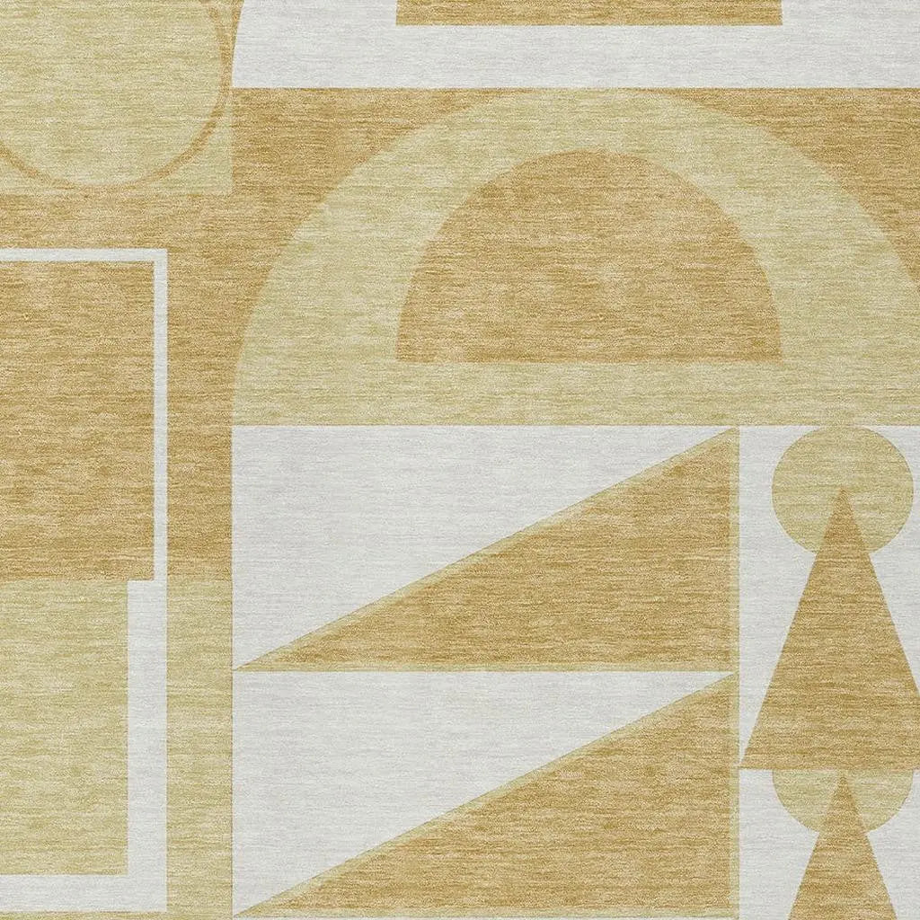 5' X 8' Gold And Wheat Geometric Washable Indoor Outdoor Area Rug Homeroots Outdoor