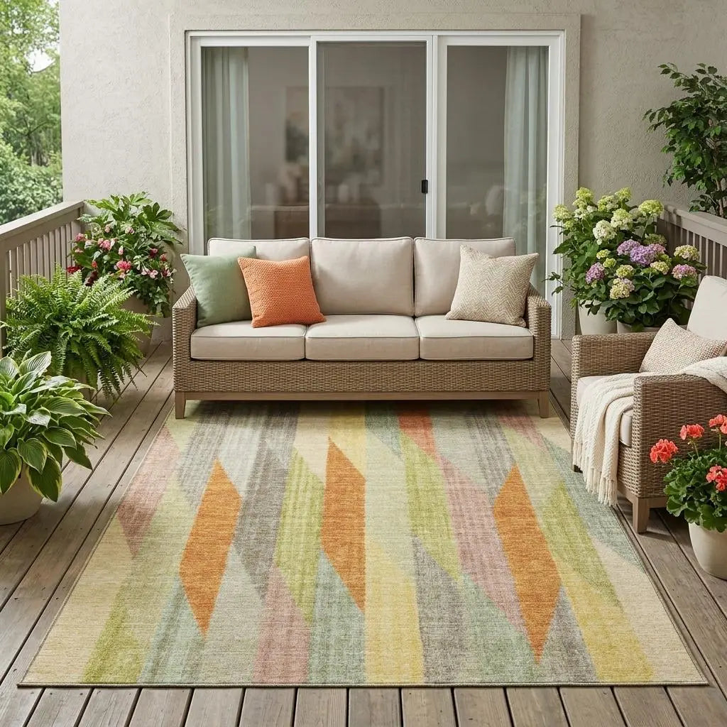 5' X 8' Gold And Wheat Striped Washable Indoor Outdoor Area Rug Homeroots Outdoor
