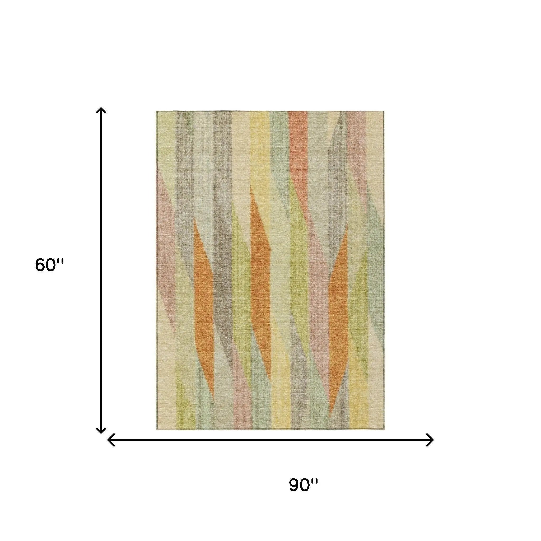 5' X 8' Gold And Wheat Striped Washable Indoor Outdoor Area Rug Homeroots Outdoor