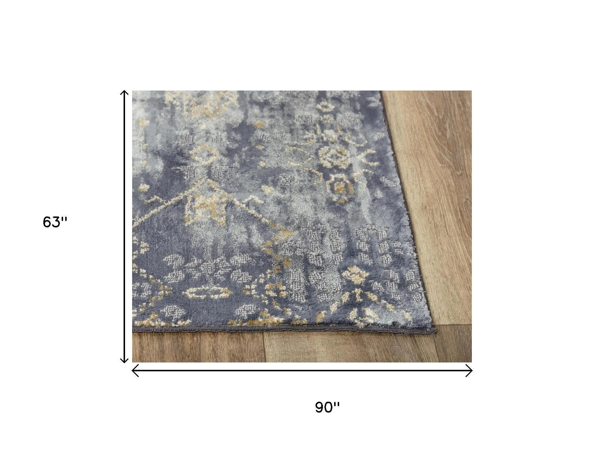 5' X 8' Gold Charcoal And Ivory Abstract Area Rug Homeroots Home Decor