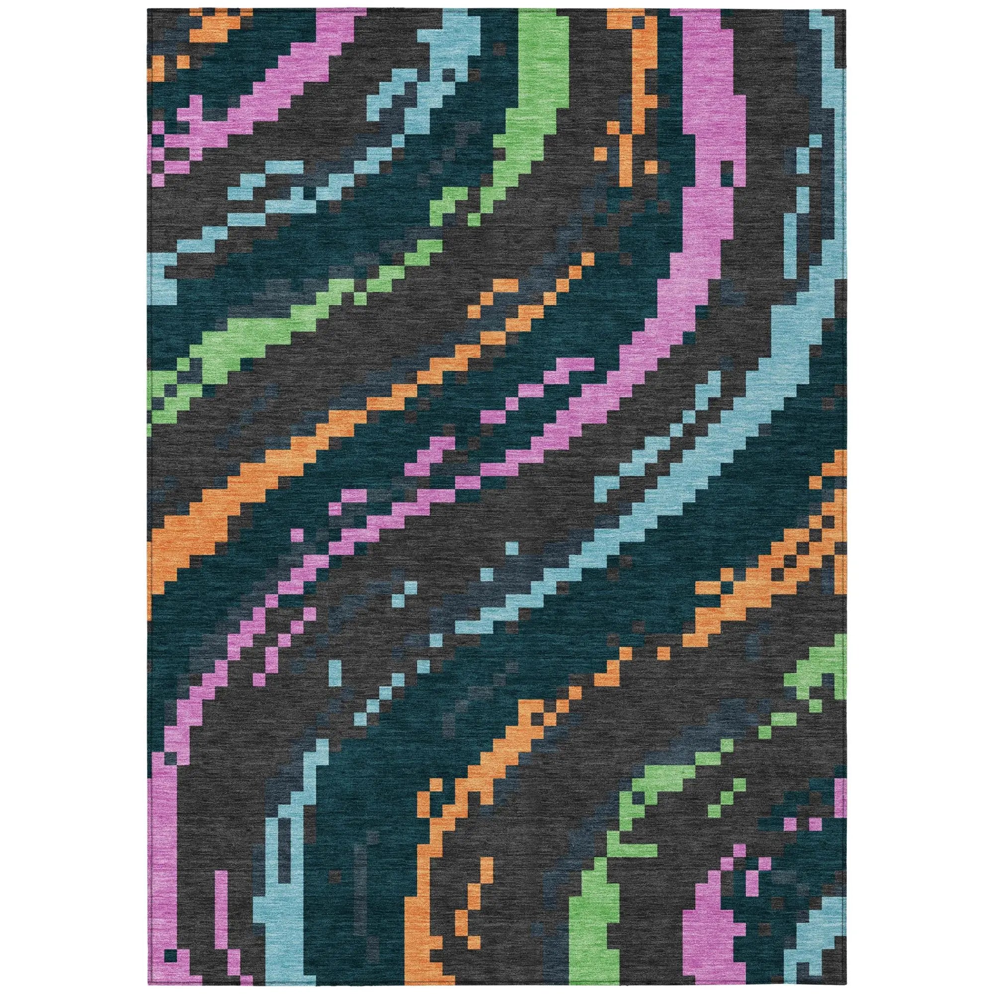 5' X 8' Graphite And Gray Abstract Washable Indoor Outdoor Area Rug Homeroots Outdoor