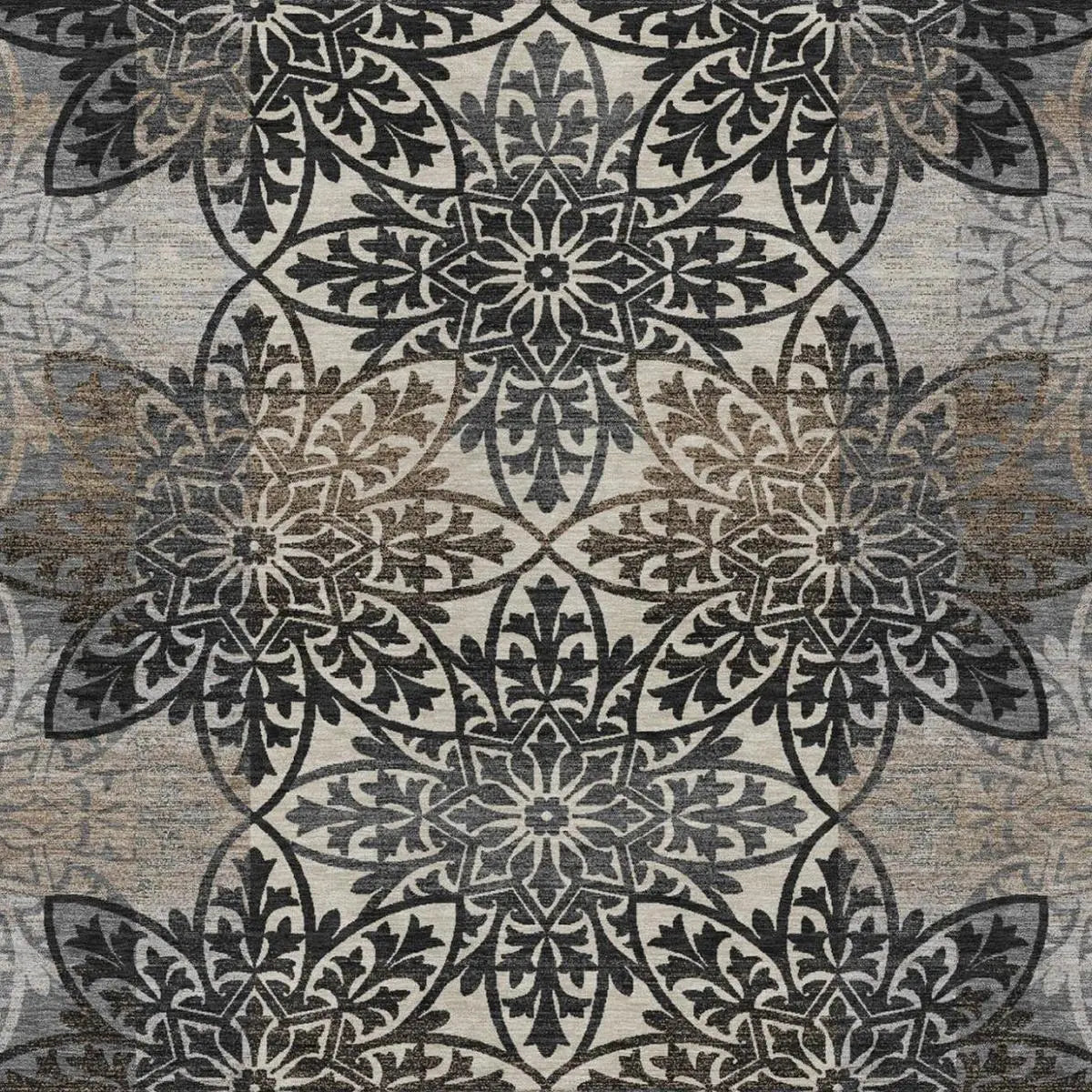 5' X 8' Graphite And Gray Oriental Washable Indoor Outdoor Area Rug Homeroots Outdoor
