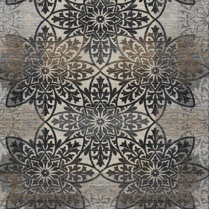 5' X 8' Graphite And Gray Oriental Washable Indoor Outdoor Area Rug Homeroots Outdoor