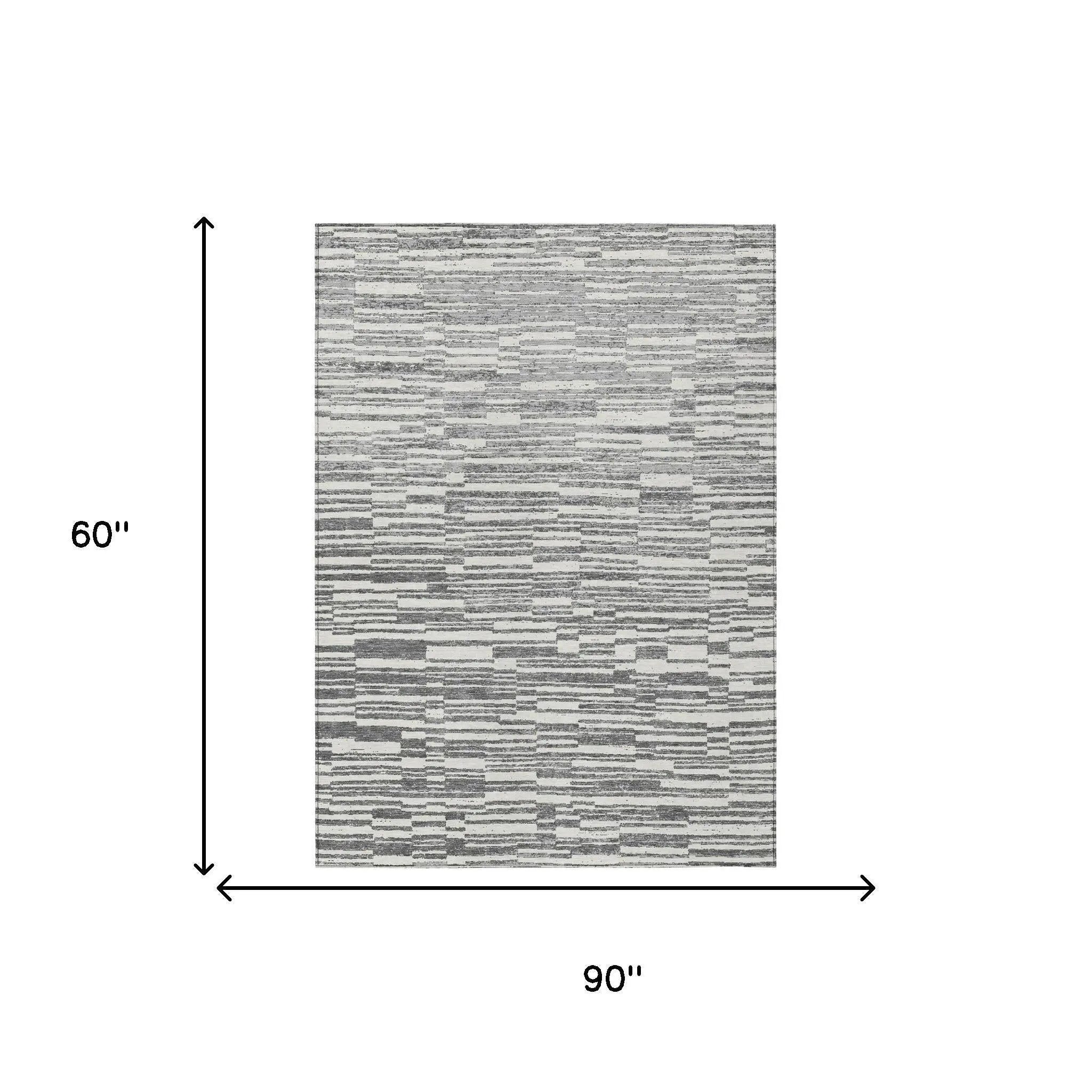 5' X 8' Graphite And Gray Striped Washable Indoor Outdoor Area Rug Homeroots Outdoor