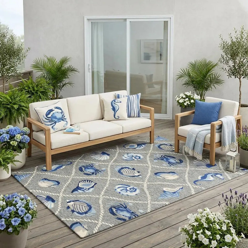 5' X 8' Gray Abstract Handmade Indoor Outdoor Area Rug Homeroots Outdoor