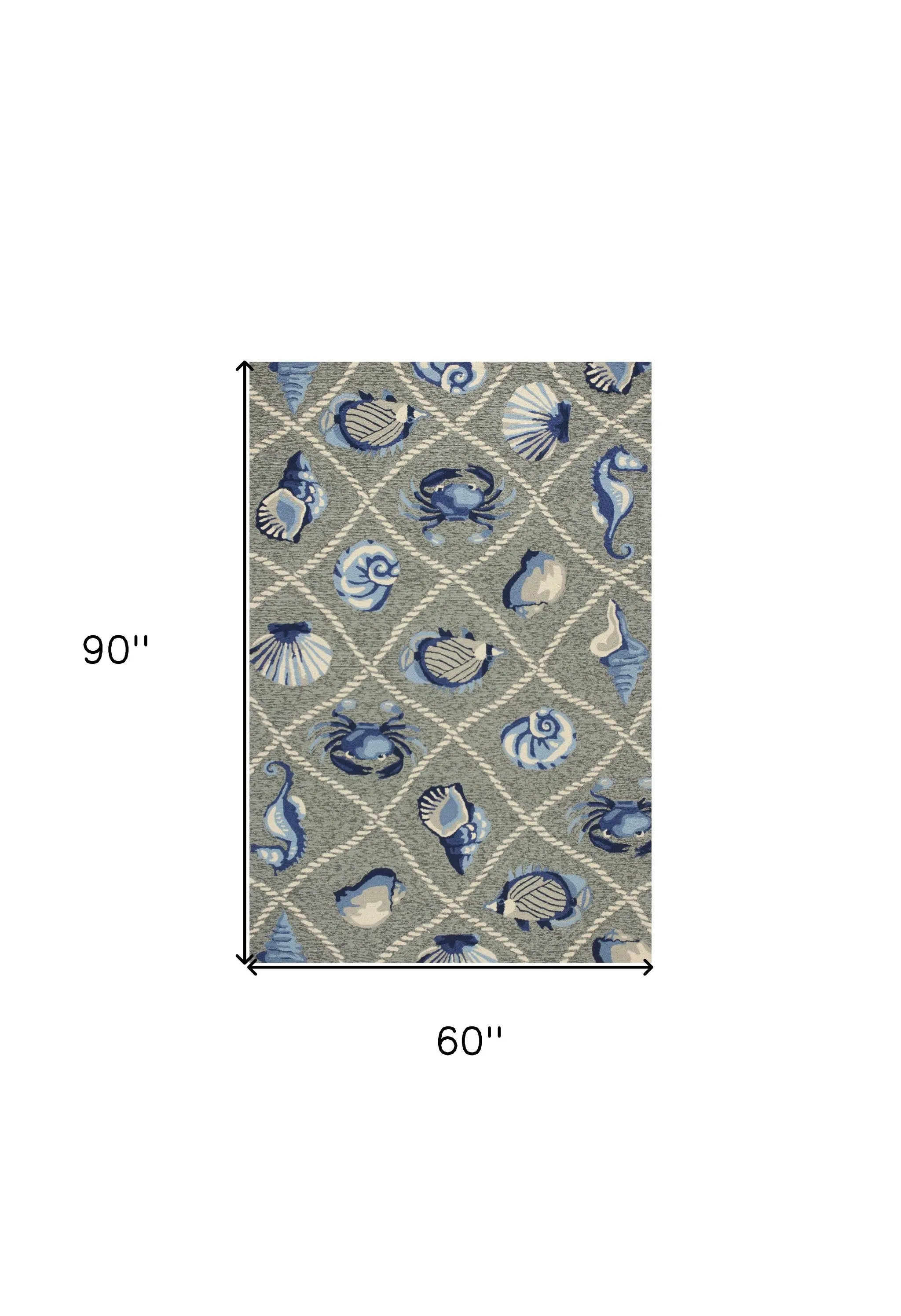 5' X 8' Gray Abstract Handmade Indoor Outdoor Area Rug Homeroots Outdoor
