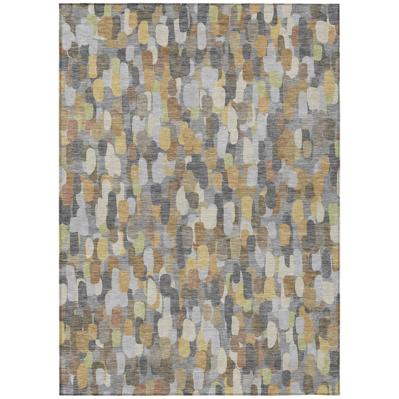 5' X 8' Gray And Beige Abstract Washable Indoor Outdoor Area Rug Homeroots Outdoor