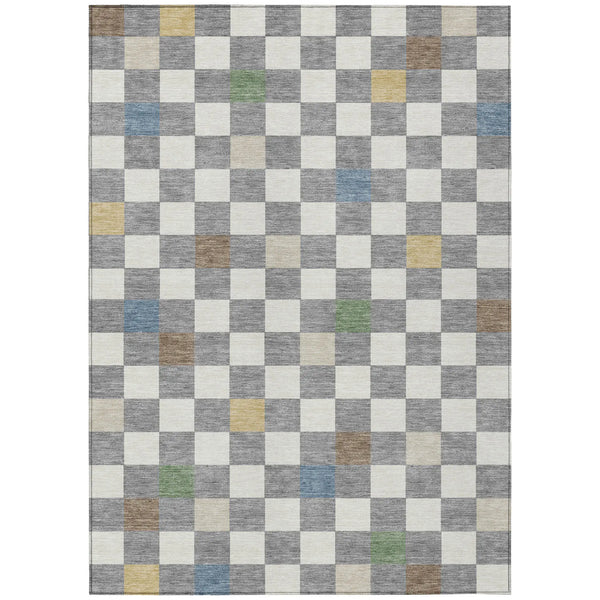 5' X 8' Gray And Beige Geometric Washable Indoor Outdoor Area Rug Homeroots Outdoor