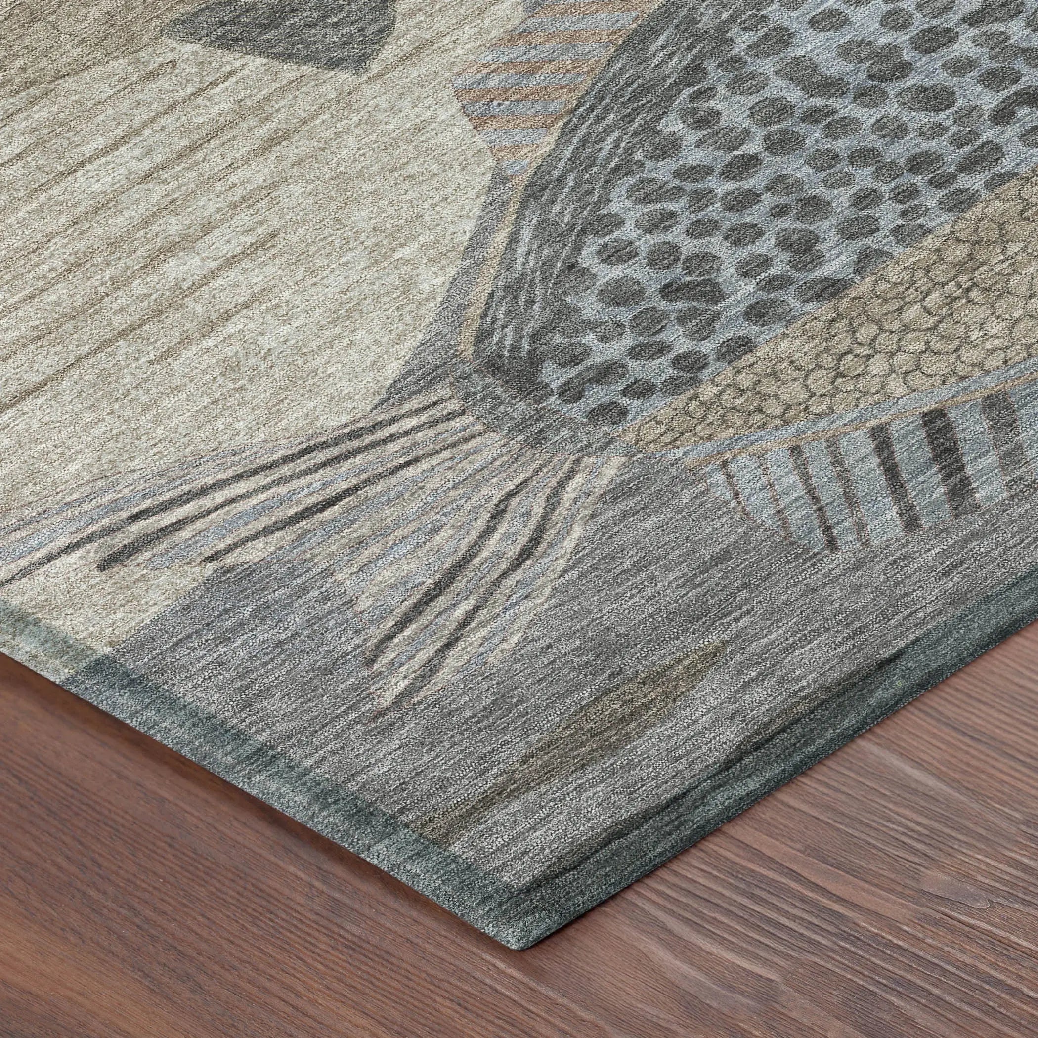 5' X 8' Gray And Beige Tropical Fish Washable Indoor Outdoor Area Rug Homeroots Outdoor