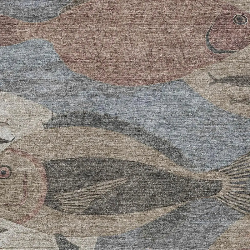 5' X 8' Gray And Beige Tropical Fish Washable Indoor Outdoor Area Rug Homeroots Outdoor
