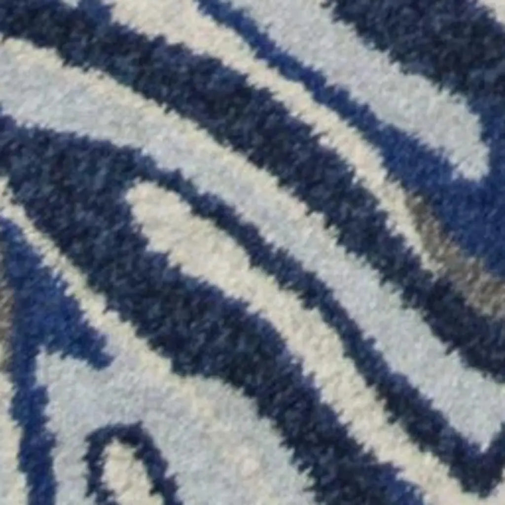5' X 8' Gray And Blue Botanical Leaves Area Rug Homeroots Home Decor