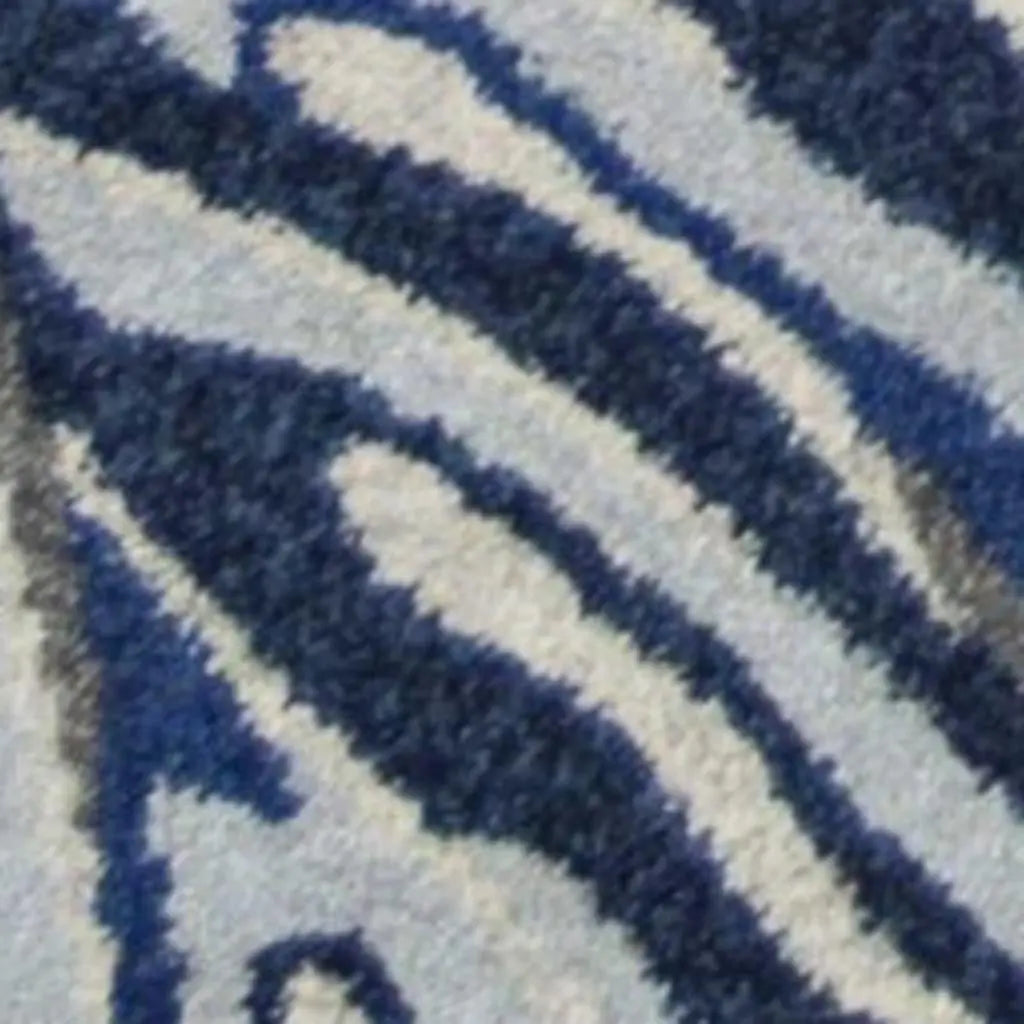 5' X 8' Gray And Blue Botanical Leaves Area Rug Homeroots Home Decor