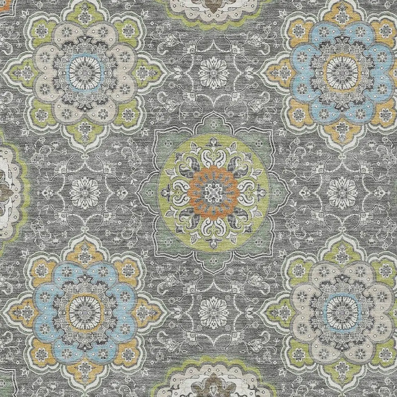 5' X 8' Gray And Brown Floral Medallion Washable Indoor Outdoor Area Rug Homeroots Outdoor