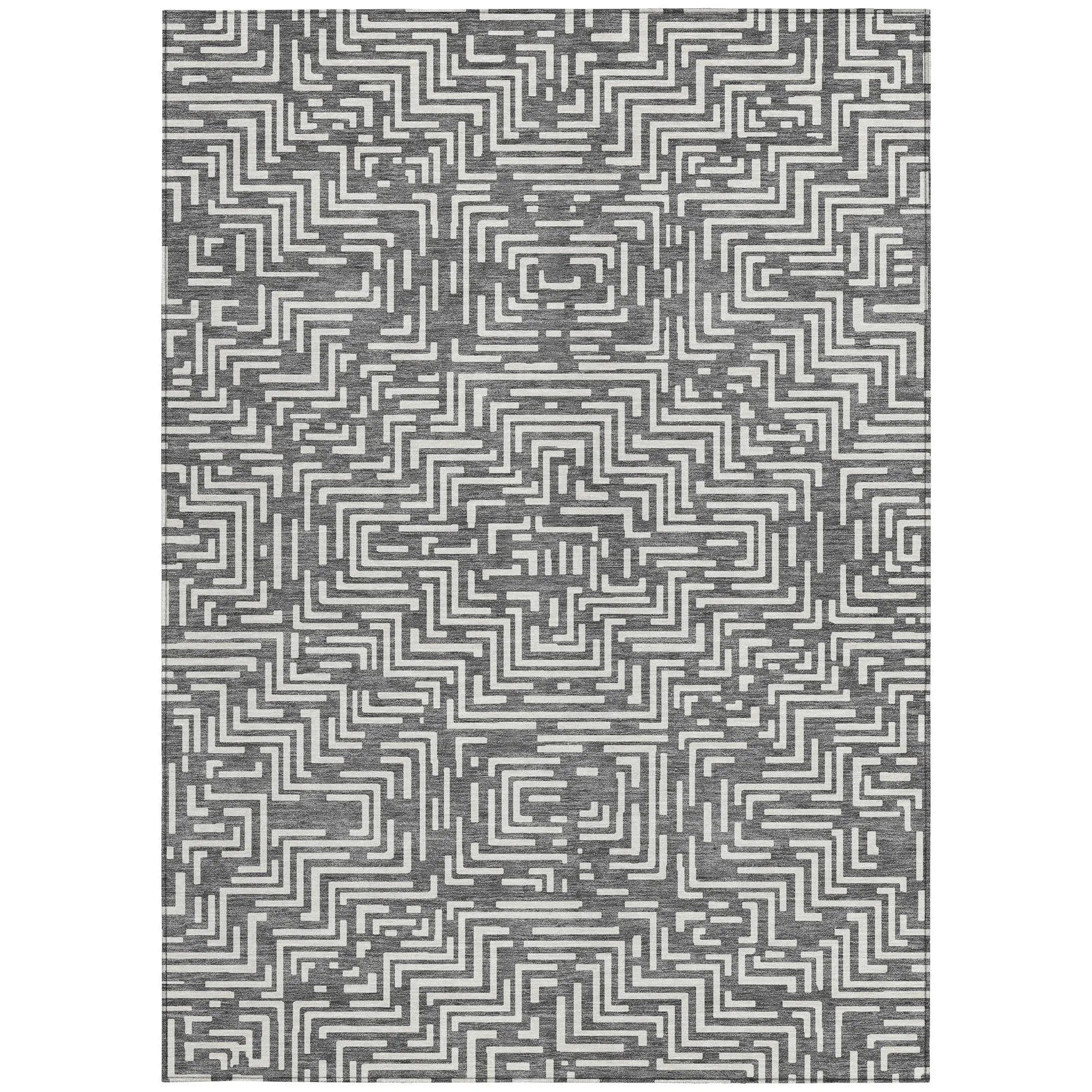 5' X 8' Gray And Brown Geometric Washable Indoor Outdoor Area Rug Homeroots Outdoor