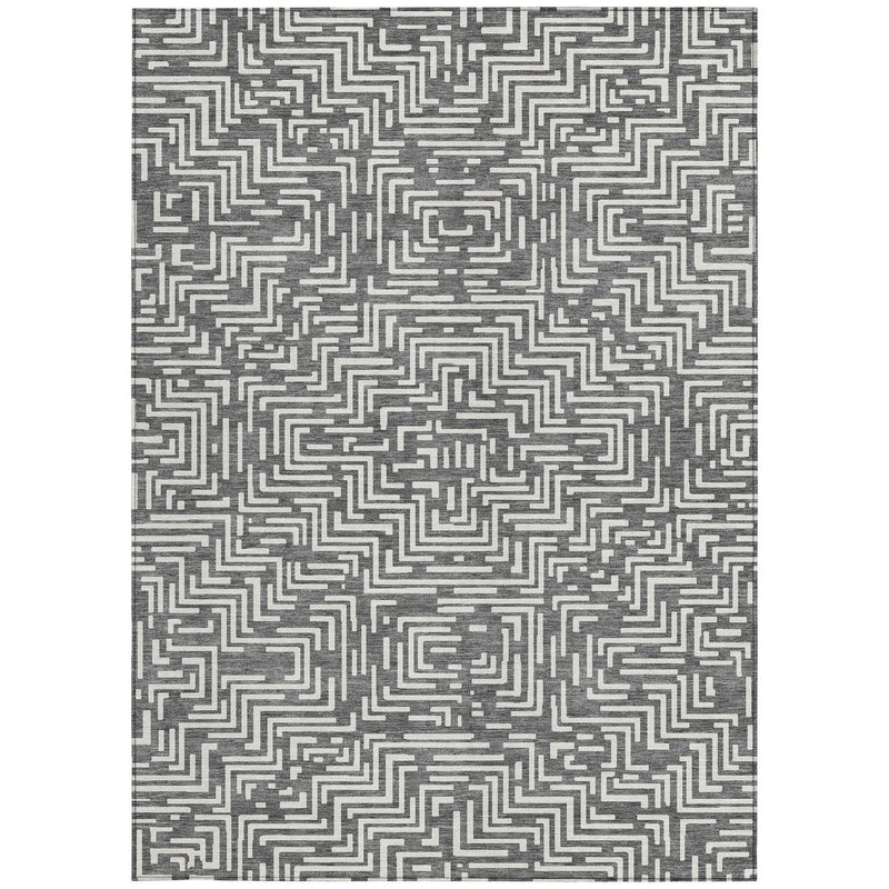 5' X 8' Gray And Brown Geometric Washable Indoor Outdoor Area Rug Homeroots Outdoor