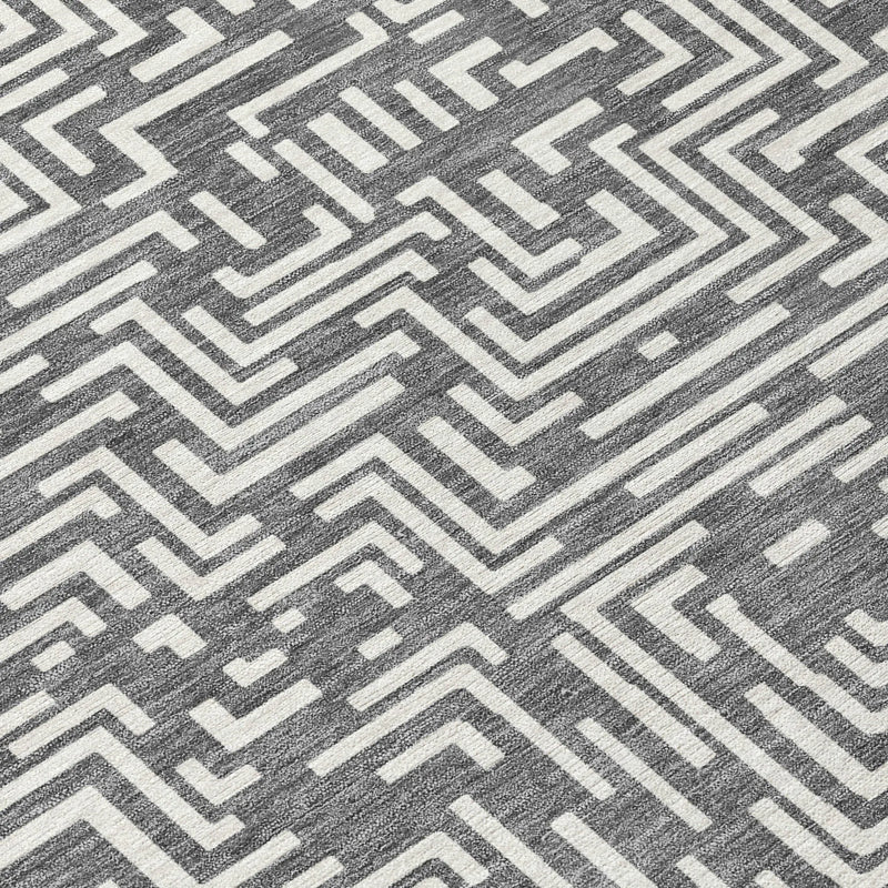 5' X 8' Gray And Brown Geometric Washable Indoor Outdoor Area Rug Homeroots Outdoor