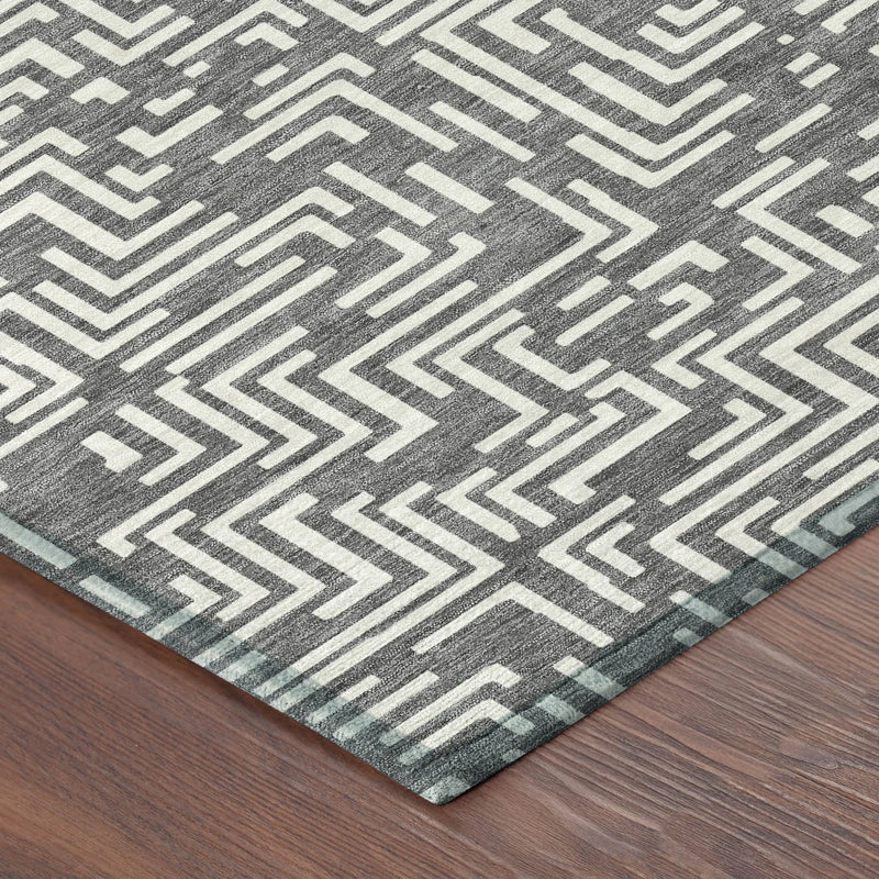 5' X 8' Gray And Brown Geometric Washable Indoor Outdoor Area Rug Homeroots Outdoor