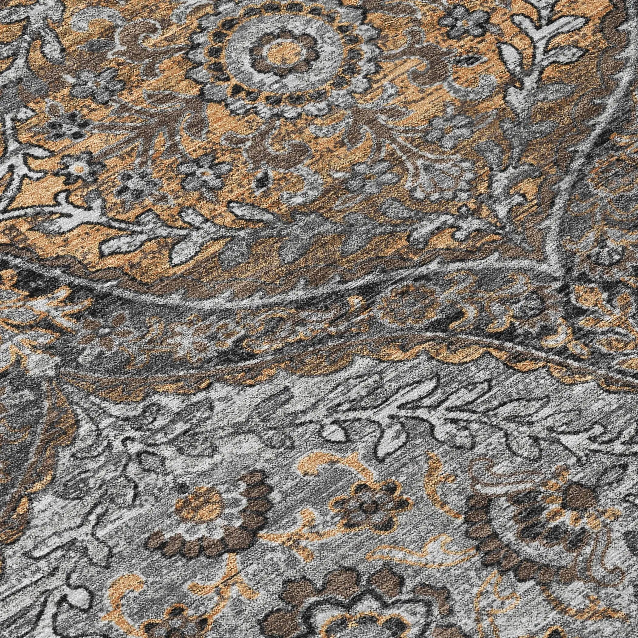 5' X 8' Gray And Brown Ogee Washable Indoor Outdoor Area Rug Homeroots Outdoor
