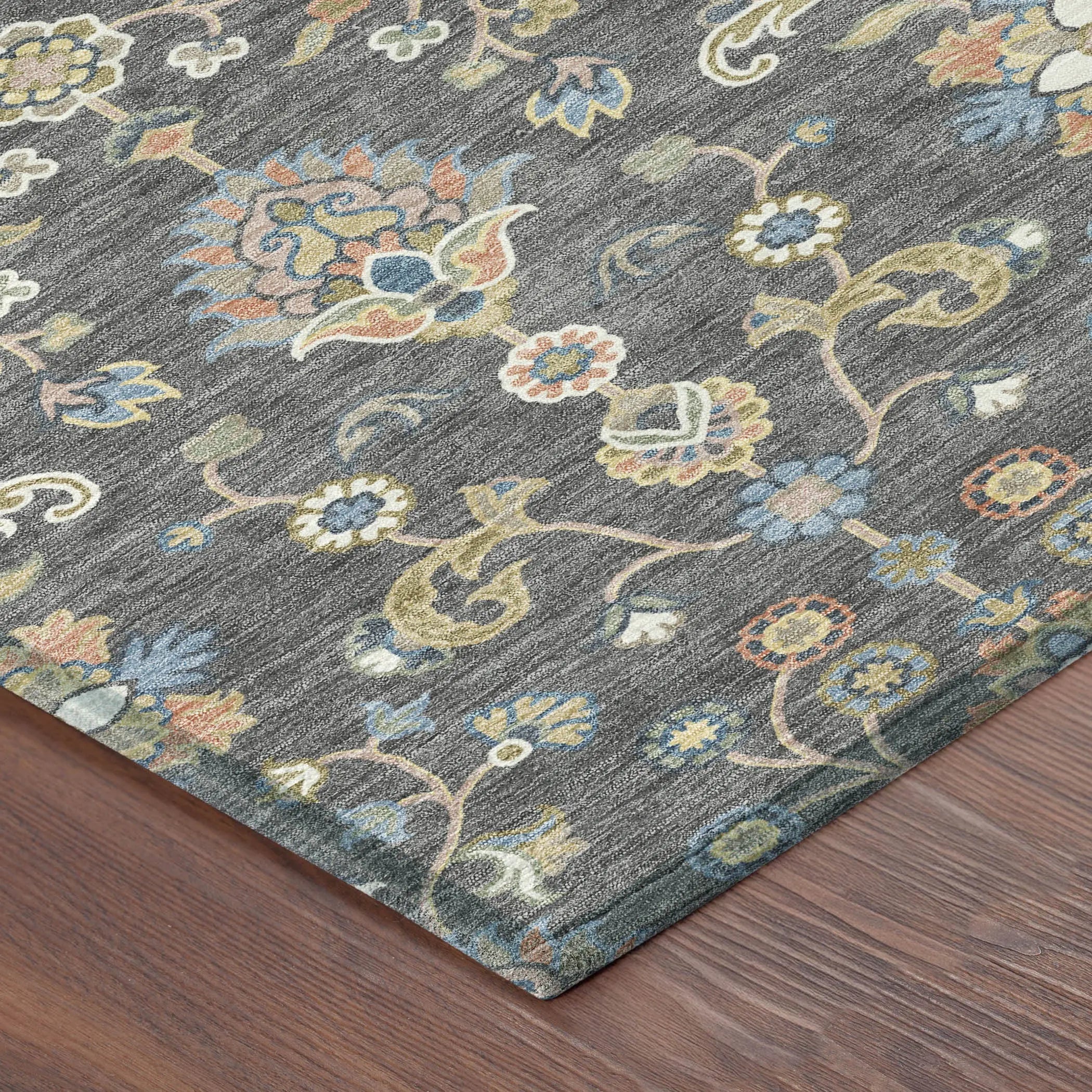5' X 8' Gray And Denim Blue Abstract Washable Indoor Outdoor Area Rug Homeroots Outdoor