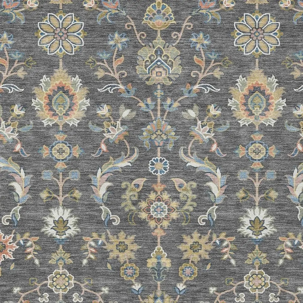 5' X 8' Gray And Denim Blue Abstract Washable Indoor Outdoor Area Rug Homeroots Outdoor