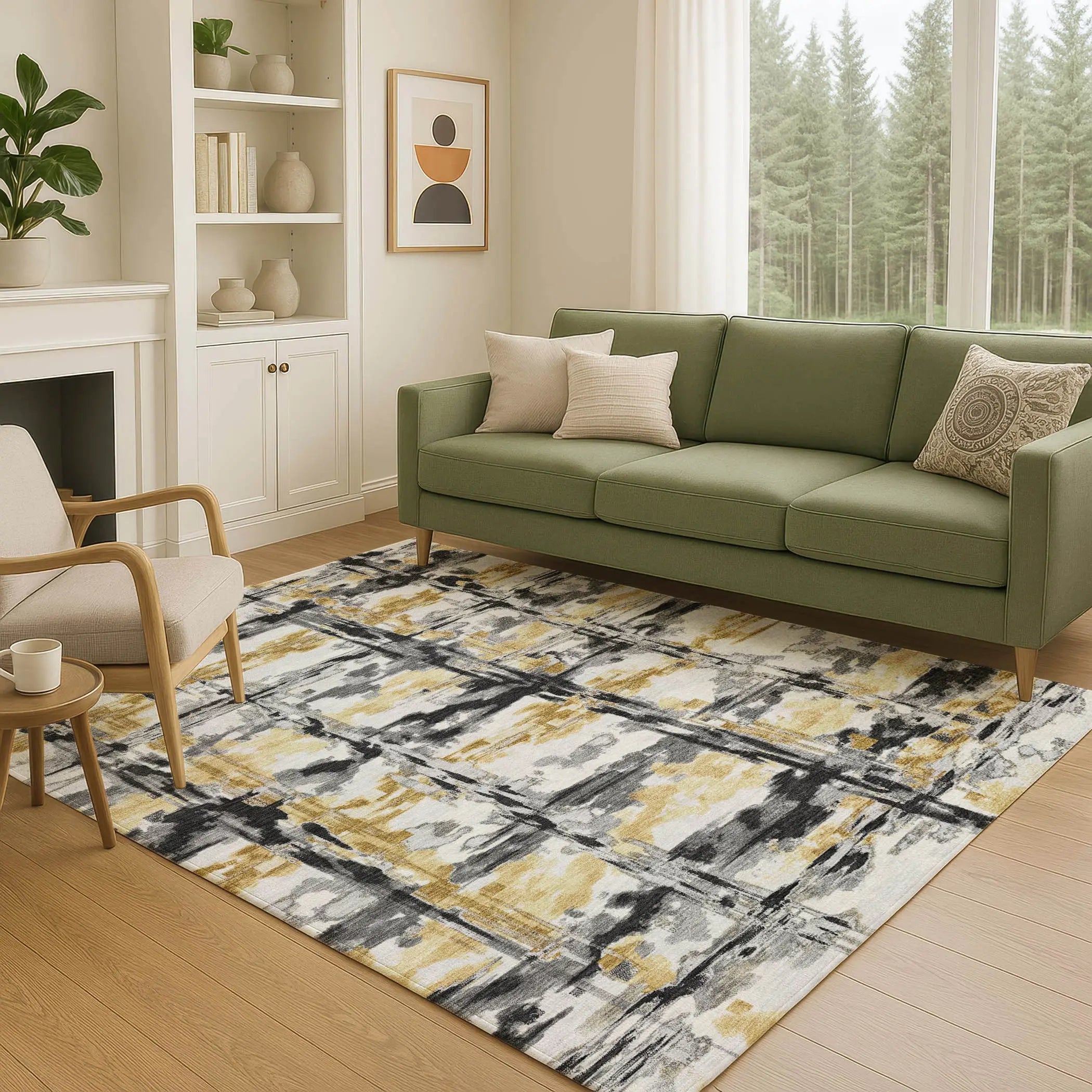 5' X 8' Gray And Granite Gray Abstract Washable Indoor Outdoor Area Rug Homeroots Outdoor