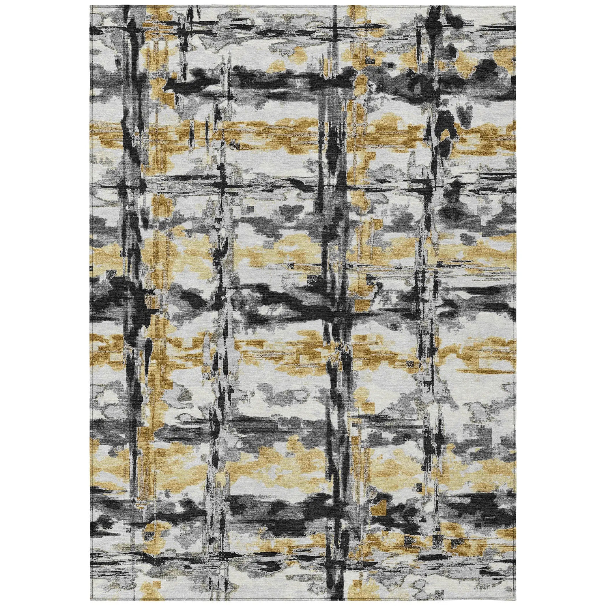 5' X 8' Gray And Granite Gray Abstract Washable Indoor Outdoor Area Rug Homeroots Outdoor