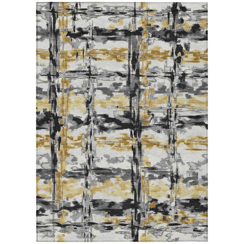 5' X 8' Gray And Granite Gray Abstract Washable Indoor Outdoor Area Rug Homeroots Outdoor