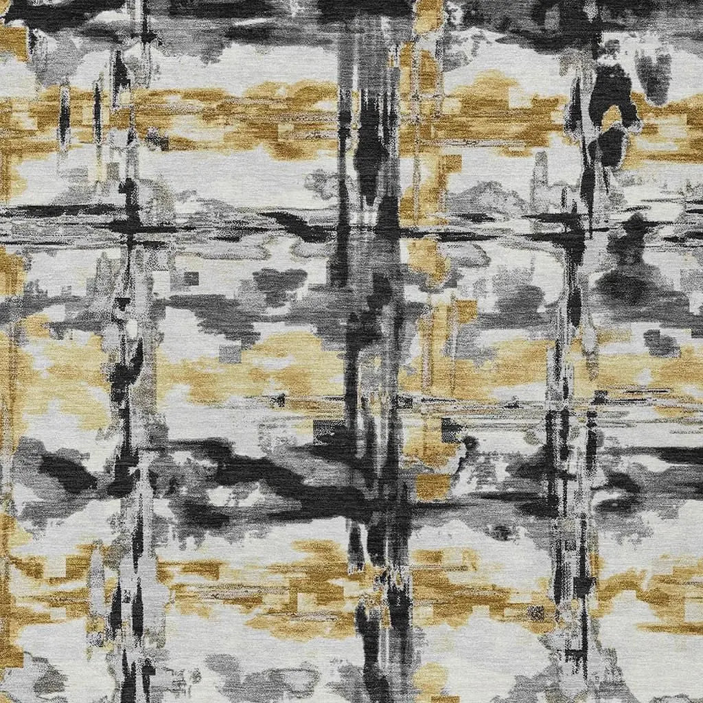 5' X 8' Gray And Granite Gray Abstract Washable Indoor Outdoor Area Rug Homeroots Outdoor