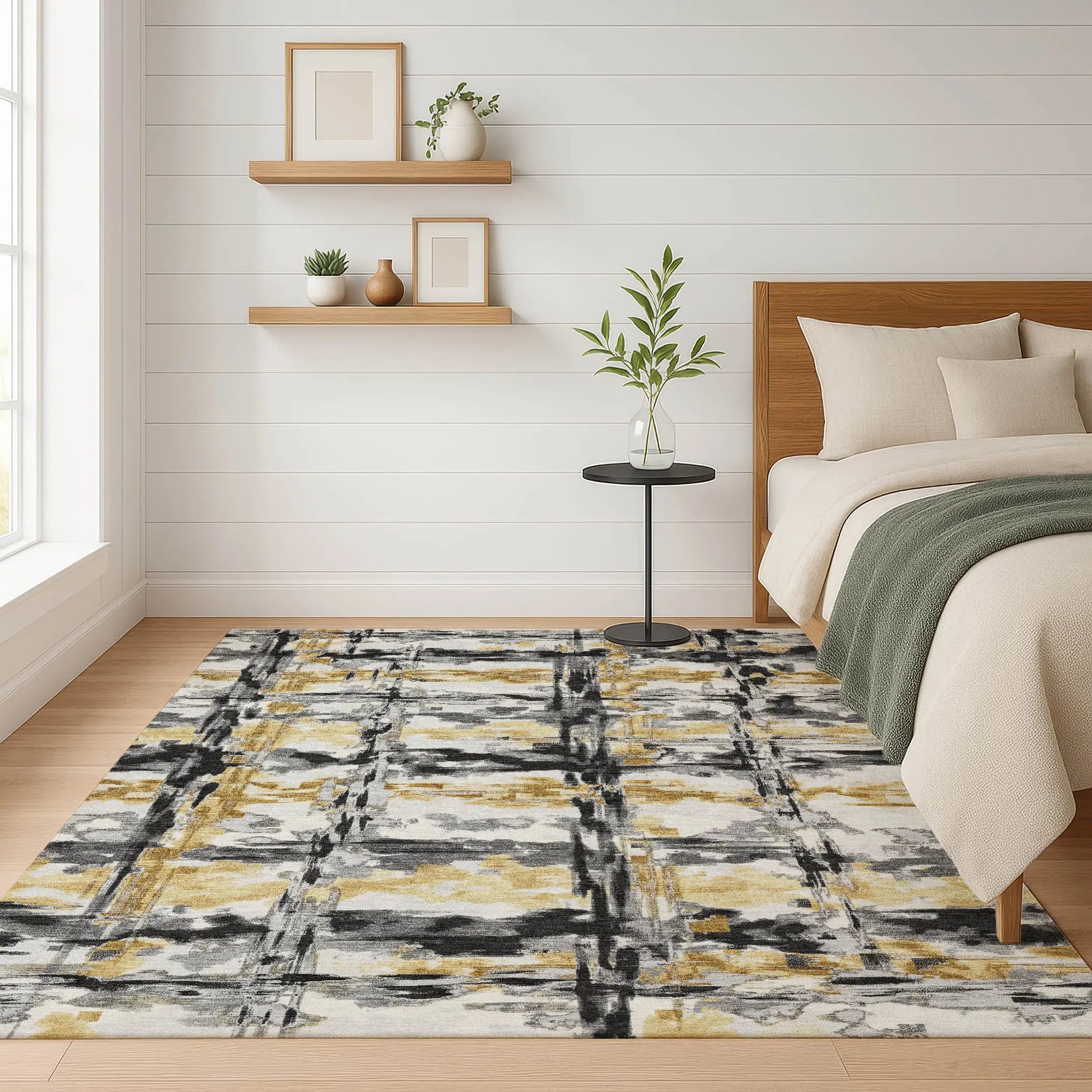 5' X 8' Gray And Granite Gray Abstract Washable Indoor Outdoor Area Rug Homeroots Outdoor