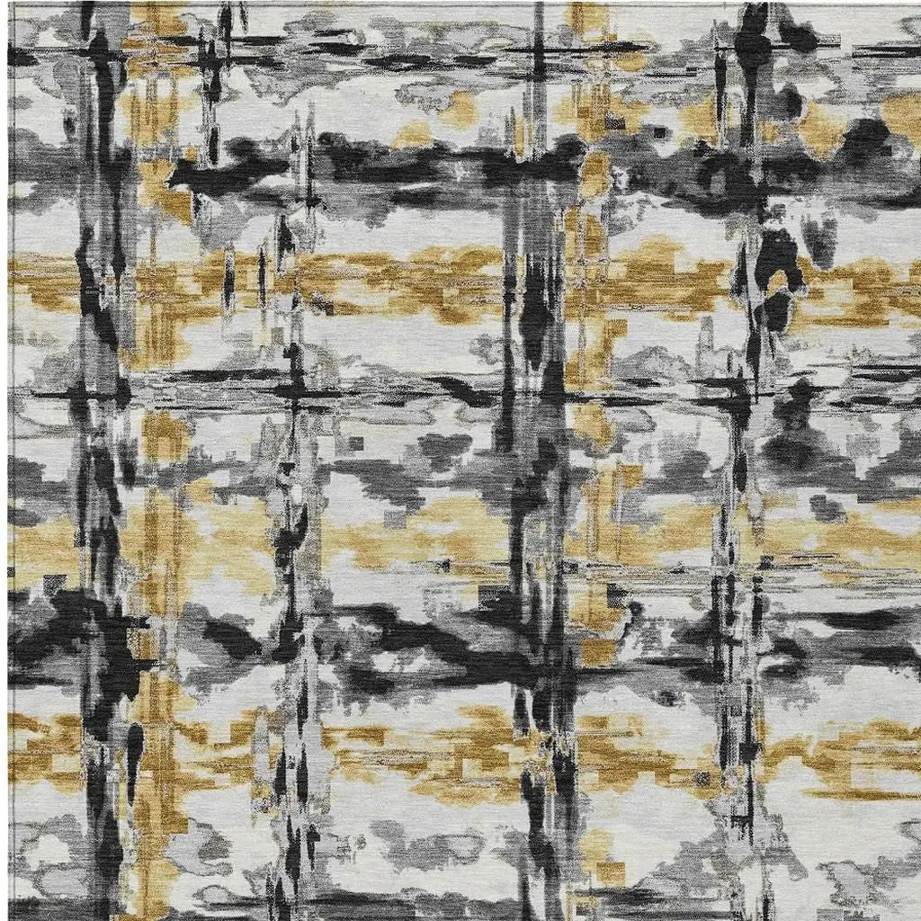 5' X 8' Gray And Granite Gray Abstract Washable Indoor Outdoor Area Rug Homeroots Outdoor