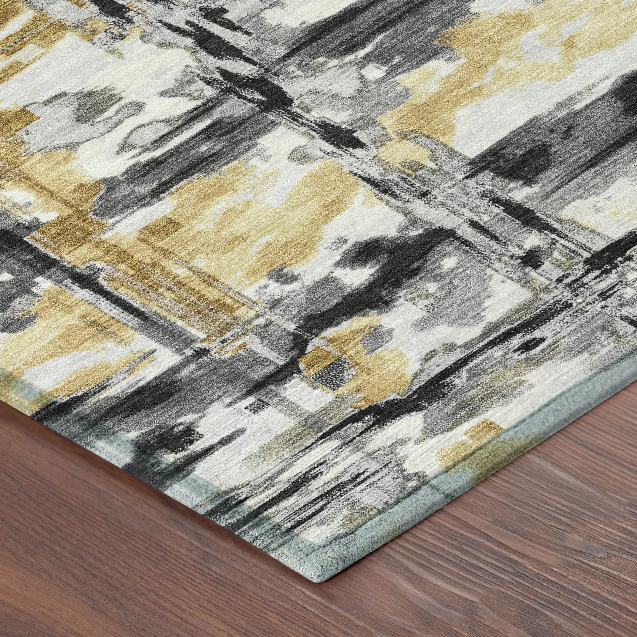 5' X 8' Gray And Granite Gray Abstract Washable Indoor Outdoor Area Rug Homeroots Outdoor