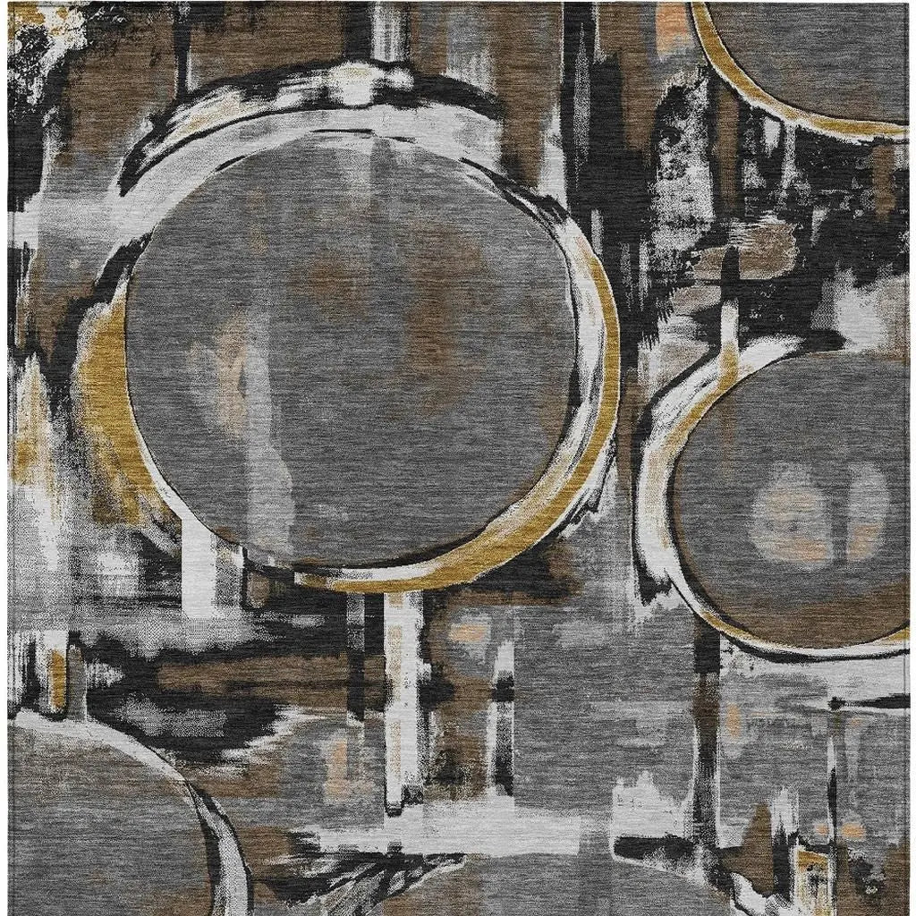 5' X 8' Gray And Graphite Abstract Washable Indoor Outdoor Area Rug Homeroots Outdoor